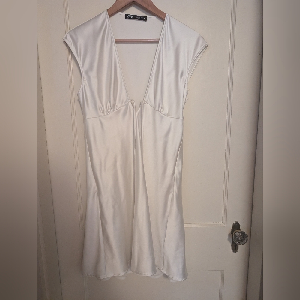 Zara White Satin Dress